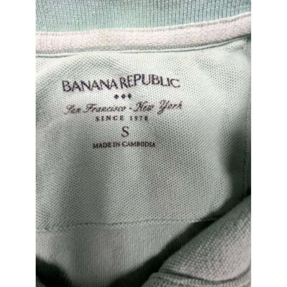 Banana Republic Performance Polo Shirt Mens Small‎ Green Cotton Collared Golf